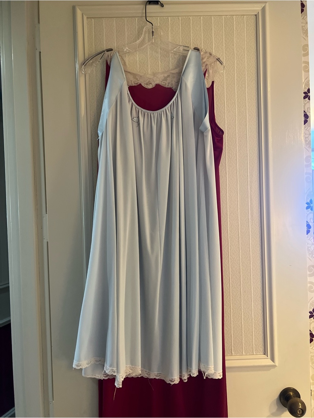 Women's Light Blue Lace-Trim Nightgown - Classic Slip